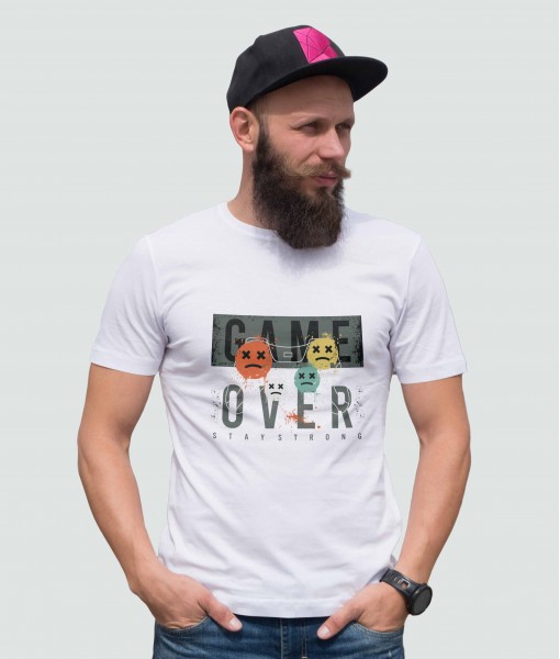 Мъжка тениска с щампа Текст и надписи GAME OVER 2